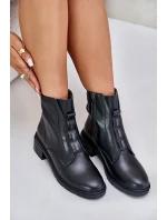 Skórzane Botki Na Zamek Ocieplane Czarne Olidrila