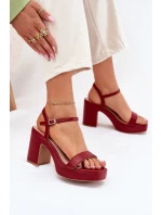 Eko Skórzane Sandały Na Słupku Bordowe Lillita Eko Skórzane Sandały Na Słupku Bordowe Lillita