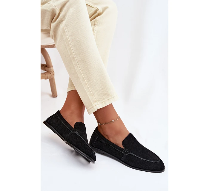 Dámské mokasiny z přírodního semiše Big Star TT274209 Černé