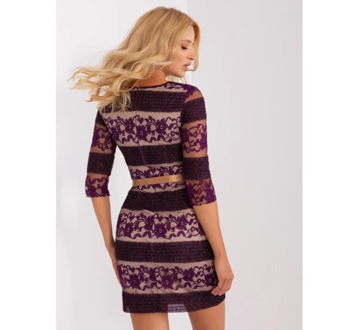 Sukienka LK SK model 18955156 ciemny fioletowy - FPrice Sukienka LK SK model 18955156 ciemny fioletowy - FPrice