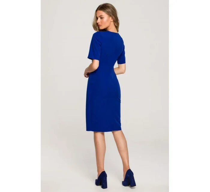 S317 Puzdrové šaty s dvojitým predným dielom - kráľovská modrá