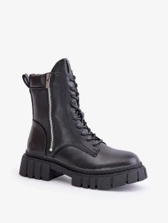 Zateplené dámske pracovné topánky z eko kože Big Star Black