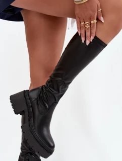 Dámske pevné topánky na podpätku, slip-on Florinne - čierne