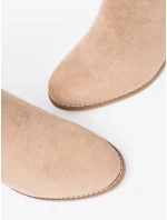 Zajímavé  kotníčkové boty hnědé dámské na širokém podpatku