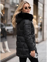 Dámska zimná prešívaná bunda s kapucňou, čierna, FashionStreet TY5738 Dámska zimná prešívaná bunda s kapucňou, čierna, FashionStreet TY5738