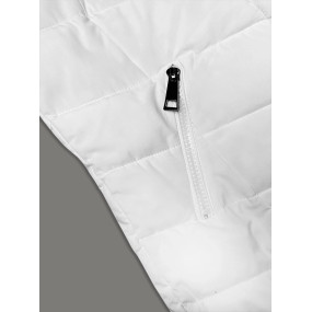 Biela prešívaná dámska zimná bunda s kapucňou LHD (2M-057)
