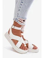 Sandály z eko kůže na platformě Bílé model 22102991 - Boto