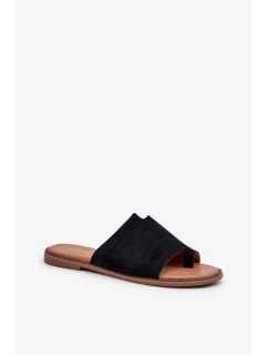 Dámske čierne semišové papuče amite