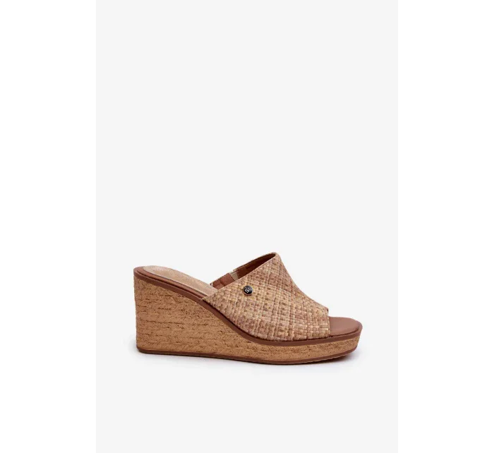 Dámske papuče Sergio Leone na klinoch Beige