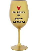 Môj partner má partnera PRIMA - zlatý pohár na víno 350 ml