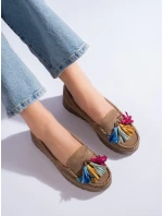 Exkluzívní hnědé  mokasíny dámské