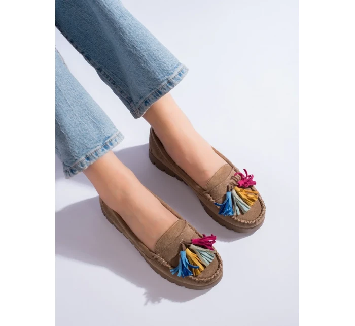 Exkluzívní hnědé  mokasíny dámské