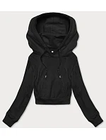 Krátká černá tepláková mikina s kapucí model 18378818 - J.STYLE Krátká černá tepláková mikina s kapucí model 18378818 - J.STYLE