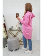 Mikina s kapucí s dlouhými zády růžová