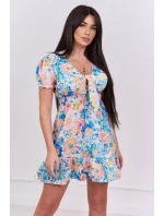 Kvetinové šaty s výstrihom do V ecru