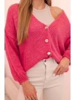 Dámsky sveter s výstrihom do V a gombíkmi tmavoružový