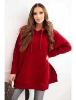 Bunda s rozparky na bocích vínová