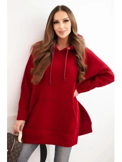 Bunda s rozparky na bocích vínová