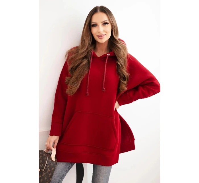 Bunda s rozparky na bocích vínová