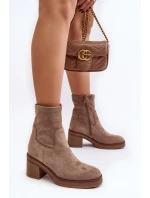 Damskie Botki Na Słupku Beżowe Argastis Damskie Botki Na Słupku Beżowe Argastis
