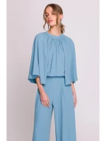Kombinéza s širokými rukávy a zády  modrá model 20966219 - STYLOVE