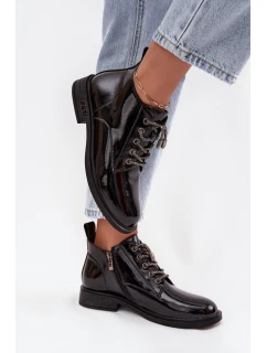 Dámske lakované čižmy D&A - čierne