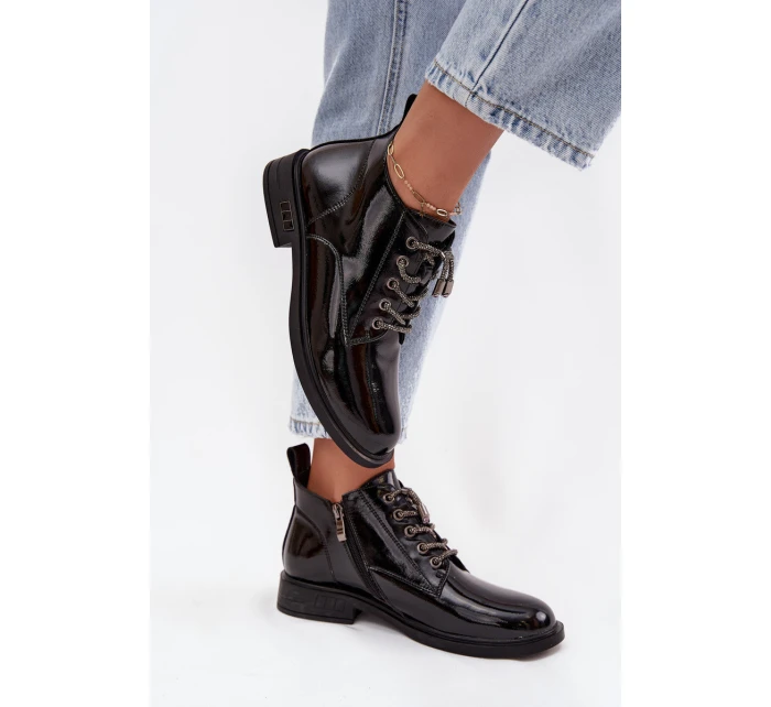 Dámske lakované čižmy D&A - čierne Dámske lakované čižmy D&A - čierne