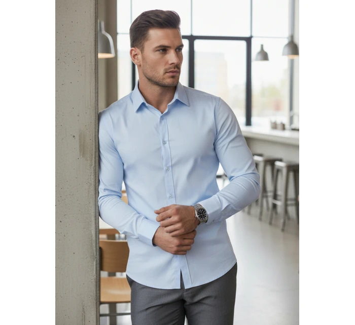 Pánská elegantní hladká modrá košile SLIM FIT Dstreet model 21981656 - FashionStreet Pánská elegantní hladká modrá košile SLIM FIT Dstreet model 21981656 - FashionStreet