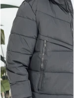 Pánská zimní bunda s kapucí tmavě šedá prošívaná model 21991522 - FashionStreet