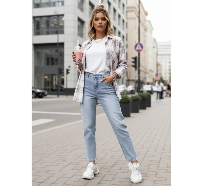 Dámske džínsy mom fit svetlomodré FashionStreet UY2859