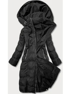 Dlhšia čierna dámska zimná bunda (5m736-392)