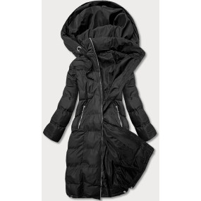 Dlhšia čierna dámska zimná bunda (5M736-392)