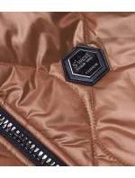 Dámska vesta v karamelovej farbe s kapucňou (B0129-22)