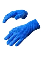 Pletené rukavice na telefón s výrezom na prst - modré