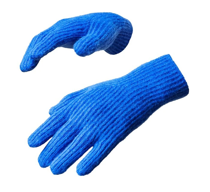 Pletené rukavice na telefón s výrezom na prst - modré