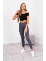 Pruhované legíny v grafitovej farbe