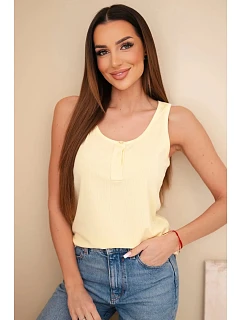 Dámska rebrovaná blúzka s ramienkami a gombíkom žltej farby