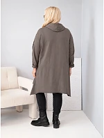 Dámska bavlnená mikina Plus Size s kapucňou a pleteným vsadkom fango Dámska bavlnená mikina Plus Size s kapucňou a pleteným vsadkom fango