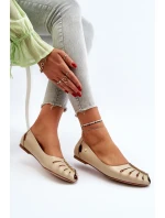 model 21650286 Pohodlné Dámské Kožené Baletky Beige - Zazoo