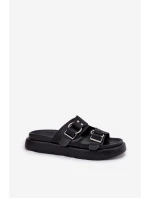 Kožené Dámské Sandály S Ozdobnými Přezkami Big Star model 21695275 Černé - Big Star Shoes Kožené Dámské Sandály S Ozdobnými Přezkami Big Star model 21695275 Černé - Big Star Shoes