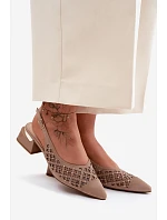 Kožené Semišové Dámské Sandály Otevřené Sítě Na Klín D&A CR61-3004 Béžové