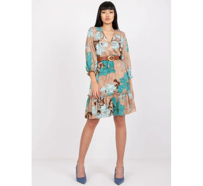 Sukienka LC SK 22K model 19755073 ciemny bezowy - FPrice Sukienka LC SK 22K model 19755073 ciemny bezowy - FPrice