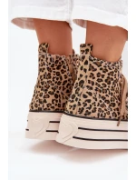 Dámske tenisky na platforme so stuhou a zipsom Mavara - panther