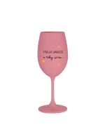 MILUJI VÁNOCE A TAKY VÍNO - růžová sklenice na víno 350 ml