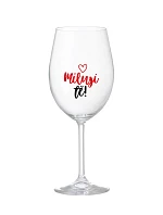 I LOVE YOU! (HEART) - číry pohár na víno 350 ml