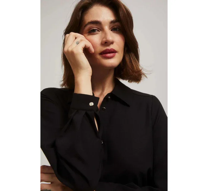 Dámské košilové šaty s páskem model 20567635 Černá - FPrice