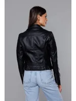 Krátka čierna bunda ramoneska s golierom (11Z8031) Krátka čierna bunda ramoneska s golierom (11Z8031)