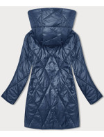Modrá dámska bunda s ozdobnou kapucňou (B8215-72)
