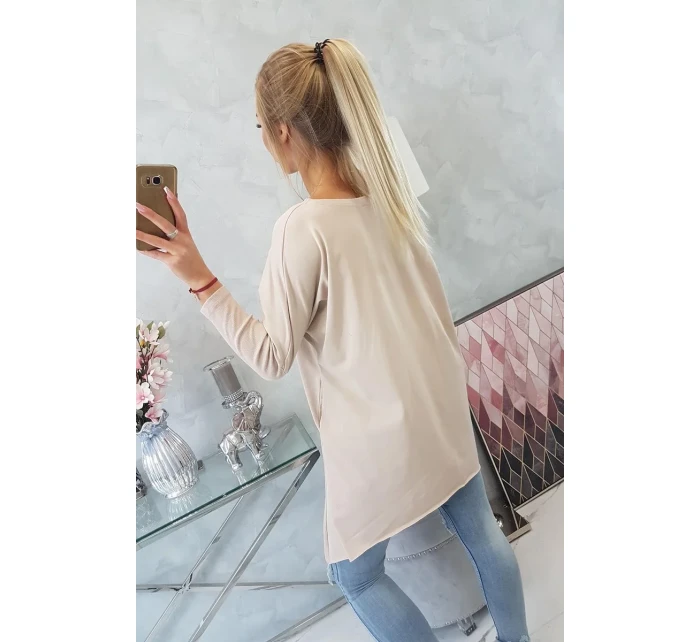 Oversize blúzka s potlačou dúhových pier béžová Oversize blúzka s potlačou dúhových pier béžová