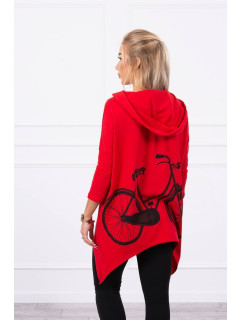 Mikina s potlačou kolesa červená